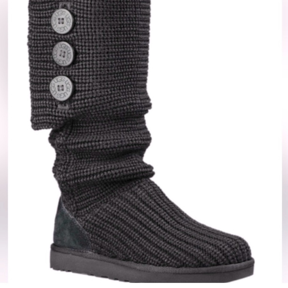 UGG Charcoal Knit Button Boots